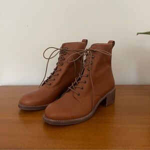 Madewell The Patti Lace-Up Boot in Warm Cinnamon (Size 8)